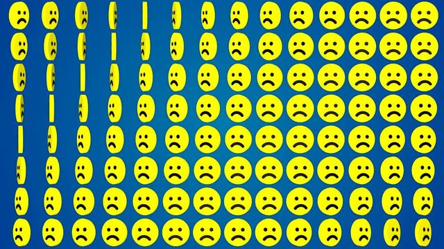 Sad smile emotion blue background rotating smiles
