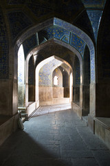 Fototapeta na wymiar Inside the Shah mosque in Isfahan, Iran.