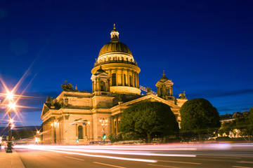 Isaac cathedral in St Petersburg, Russia. Night view