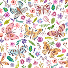 Vector butterfly seamless pattern