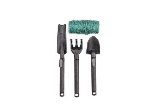 Garden tools on isolated white background