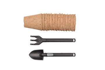 Garden tools on isolated white background