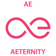 Aeternity Coin cryptocurrency blockchain icon. Virtual electronic, internet money or cryptocoin symbol, logo