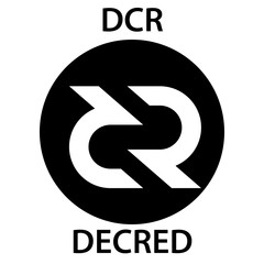 Decred Coin cryptocurrency blockchain icon. Virtual electronic, internet money or cryptocoin symbol, logo