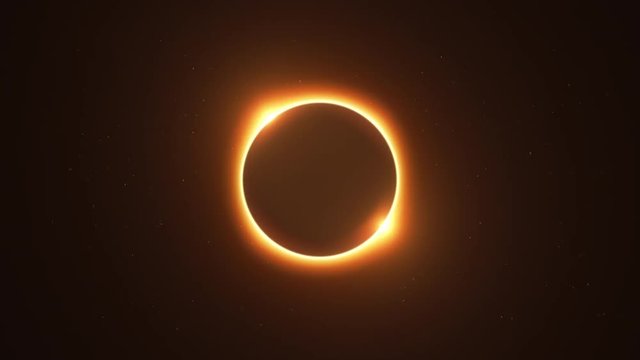Rotating Twin Flared Solar Eclipse with Light Rays over Starry Sky Loop