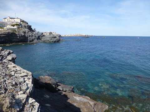 El cabo de Palos junto a la Manga del Mar Menor,poblacion de España en aguas del mar Mediterráneo que se encuentra en el municipio de Cartagena, en la Región de Murcia (España)