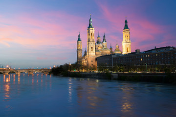 Cathedral Basilica of Our Lady of the Pillar, Zaragoza the capital city of of Aragon, Spain.