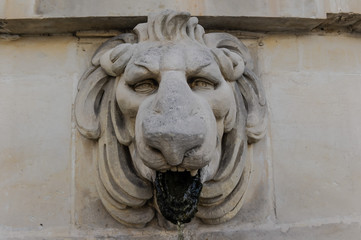 Une fontaine à l'effigie d'un lion sur l'île de Malte