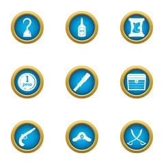 Filibuster icons set. Flat set of 9 filibuster vector icons for web isolated on white background