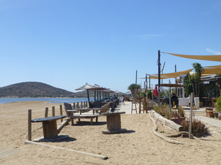 La manga del Mar Menor junto al cabo de Palos, poblacion de Espa&ntilde;a en aguas del mar Mediterr&aacute;neo que se encuentra en el municipio de Cartagena, en la Regi&oacute;n de Murcia (Espa&ntilde;a)
