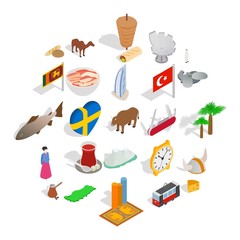 Relaxing on holiday icons set. Isometric set of 25 relaxing on holiday vector icons for web isolated on white background