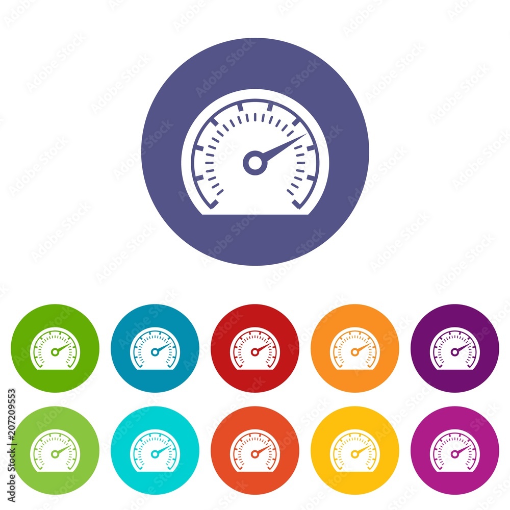 Poster speedometer icons color set vector for any web design on white background