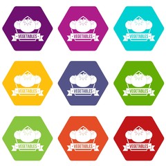 Vegetables icons 9 set coloful isolated on white for web