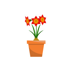 Spring colorful flowers in pots Vector