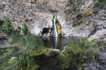 Paradise Falls with motion blur water at Wildwood Regional Park in Thousand Oaks, California.