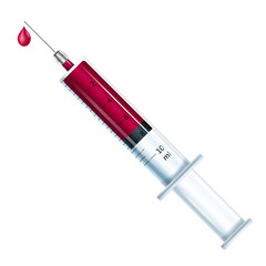 Medical concept. Vector drawn syringe, isolated on white background.