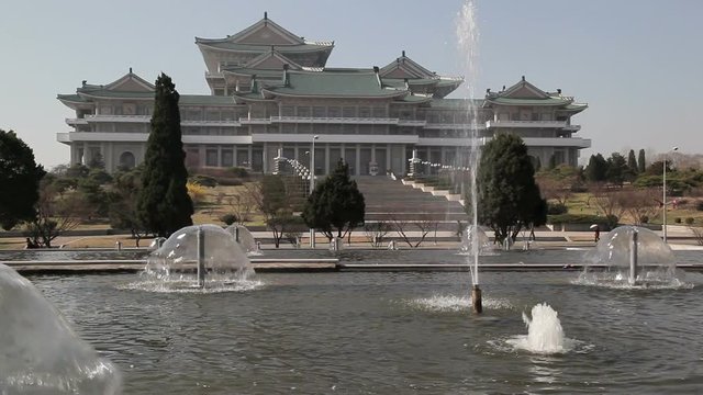  Pyongyang, Grand People's Study House and fountains, North Korea, Asia