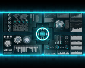 Verification scanners set. Finger Scan in Futuristic Style. Biometric id with Futuristic HUD Interface. screen monitor background template. Scanning Technology Concept Illustration. Identification