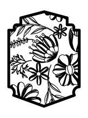 flower and leafs decorative frame vector illustration design