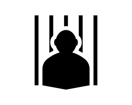 black prisoner behind bars icon clip art preview