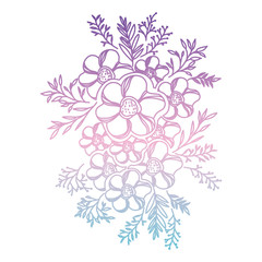 flower and leafs decorative icon vector illustration design