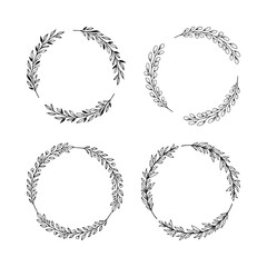 Hand drawn wreaths set. Vector design elements for cards, quotes, invitations and posters