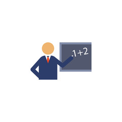 teacher at the blackboard colored icon. Element of school icon for mobile concept and web apps. Detailed teacher at the blackboard icon can be used for web and mobile. Simple icon
