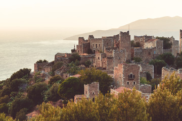 Fototapeta premium Tower houses in Vathia Greece Mani Peninsula
