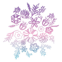 flower and leafs decorative icon vector illustration design
