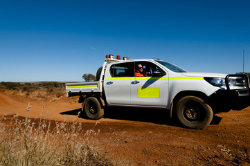 Fototapeta na wymiar Driver in Off Road Outback Track