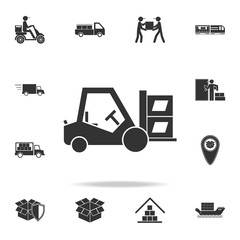 loading equipment with packing box icon. Detailed set of logistic icons. Premium graphic design. One of the collection icons for websites, web design, mobile app