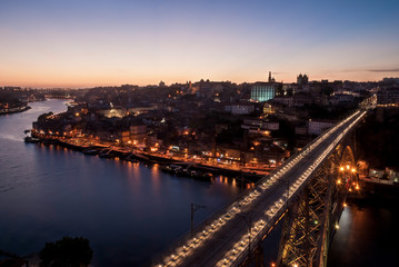 Fototapeta na wymiar illuminated Porto city