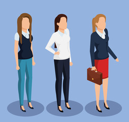 business women isometric avatars vector illustration design