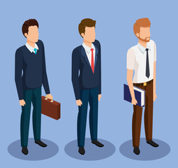 business men isometric avatars vector illustration design