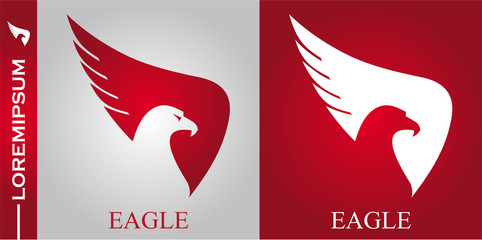 eagle head, eagle spread out its wings. simple flat negative space of eagle head mascot.