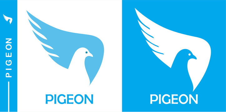 pigeon, dove,  simple flat negative space of dove head icon.