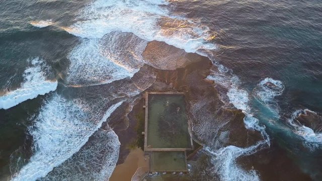 Aerial top down view of a rock pool.