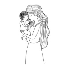 mother lifting son characters vector illustration design