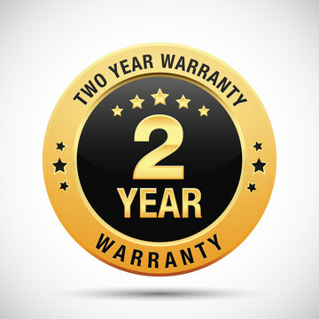 2 Year Warranty Golden Label Isolated On White Background