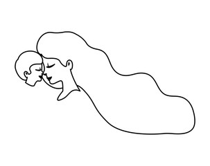 mother lifting son characters vector illustration design