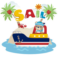 cute sailor cartoon vector on the boat.