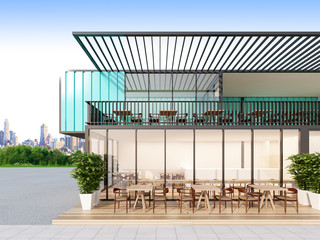 Shipping Container restaurant , 3d rendering