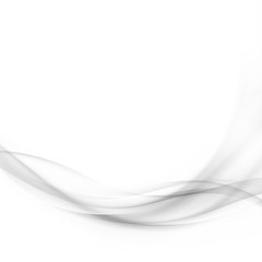 Abstract halftone mild grey smoke gradient transparent swoosh wave pattern over white