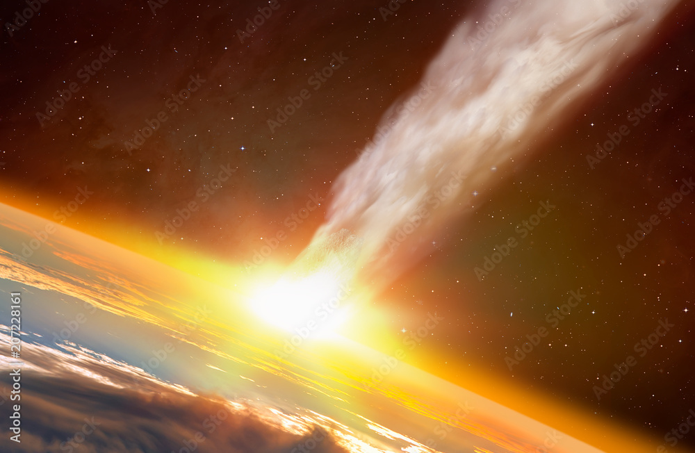 Poster attack of the asteroid on the earth 