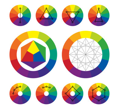 color wheel, complementary color schemes in vector