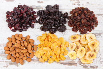 Healthy nutritious ingredients as source vitamins, carbohydrates and dietary fiber