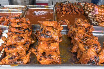 Tasty ayam madu percik (Honey chicken) selling in Ramadan Bazaar during the holy month of Ramadan. 