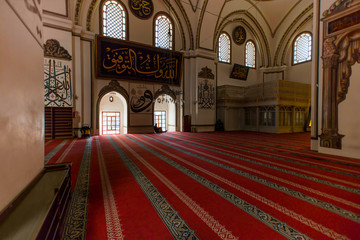  interior view of Great Mosque (Ulu) . Great Mosque is the largest mosque in Bursa and a landmark of early Ottoman architecture.