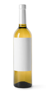 Bottle Of Delicious Wine With Blank Label On White Background