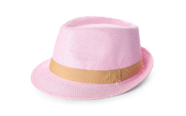 Summer hat on white background. Beach object